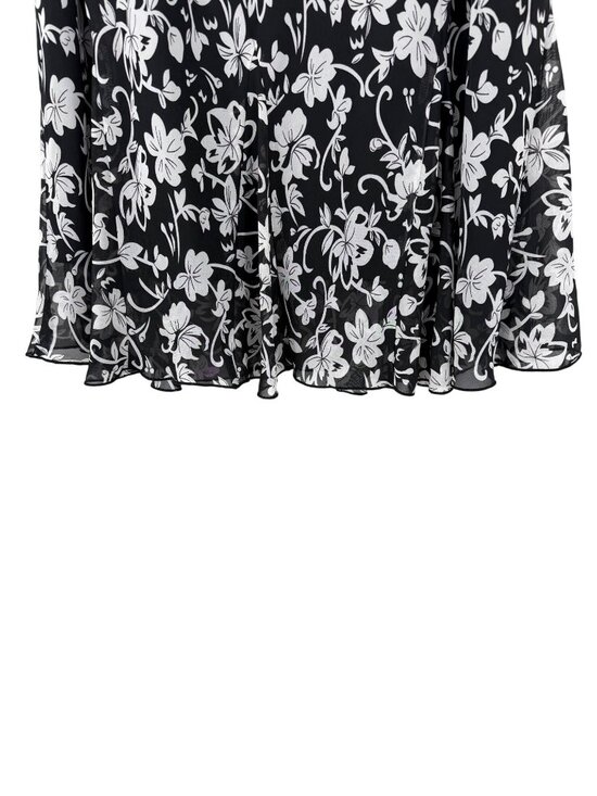 R&K ORIGINALS BLACK & WHITE FLORAL PRINT RUFFLE BOTTOM SKIRT - 18 - Picture 2 of 4